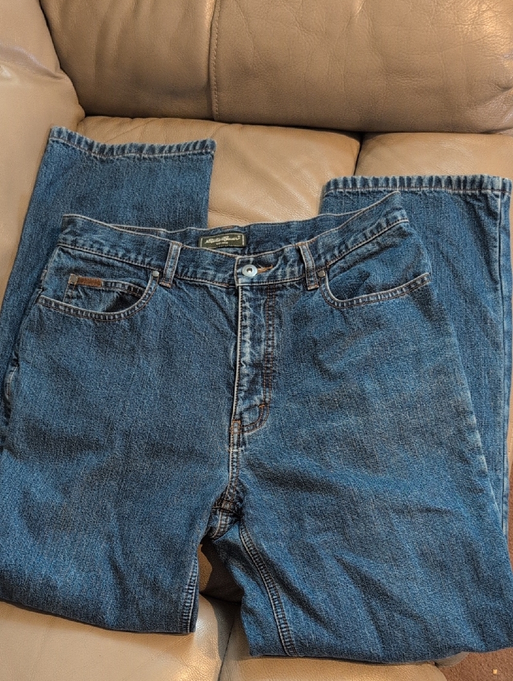 Eddie Bauer Fleece Lined Women's Straight-Leg Blue Jeans Size 12P